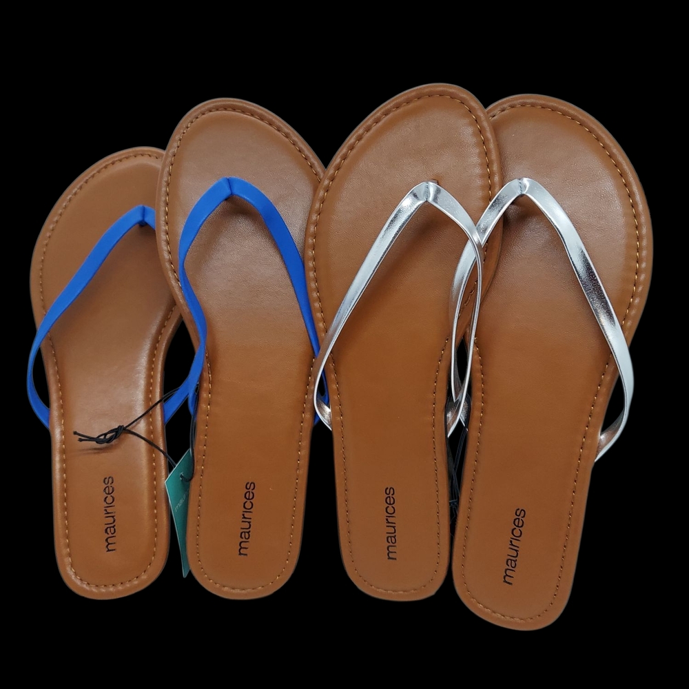 Maurices Women's Sandals Two Pairs- Blue and Silver Women's Size 10 NWT